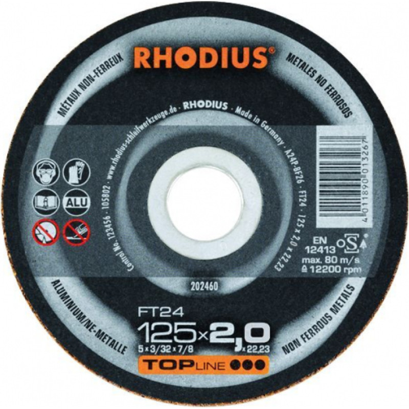 Rhodius Griešanas diski FTK24 125x2.0x22.23 - gab.