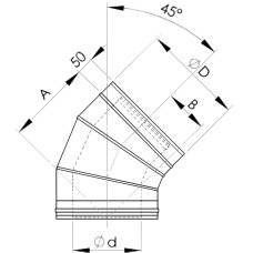 Almeva Līkums 45° DW25/130 - gab.