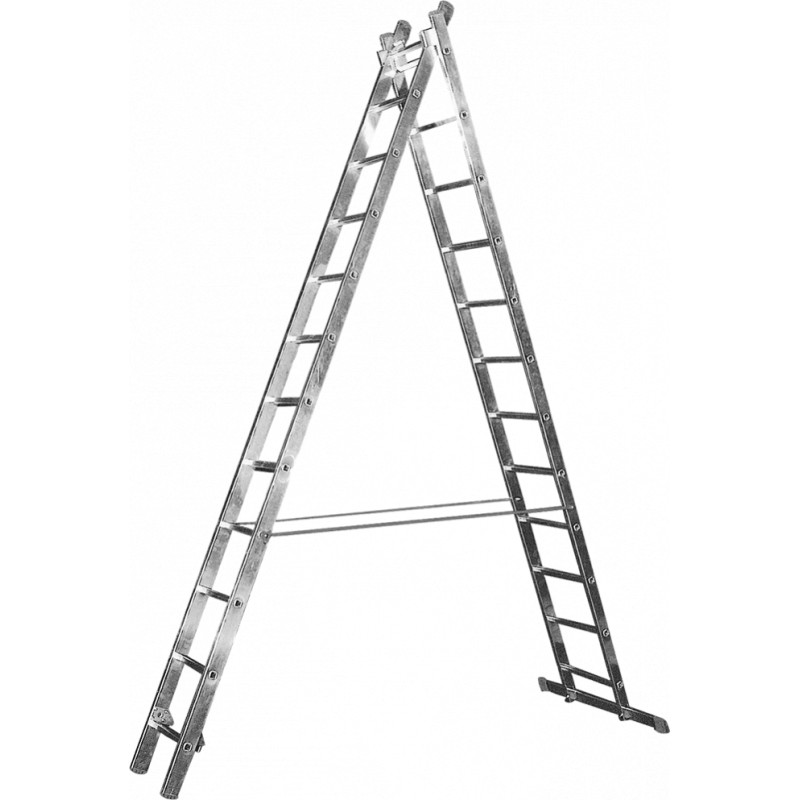 Besk Kombinētās kāpnes, divdaļīgas, alumīnija 2x9 pakāpieni, 6.22m
