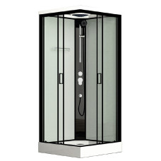 Roth dušas kabīne Marine, 900x900 mm, h=2170, komplektā paliktnis, sifons un maisītājs, melna/caurspīdīgs