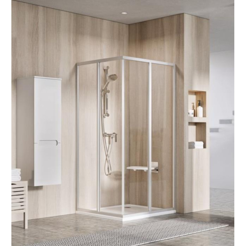 Ravak dušas durvis stūrim SRV2-S, 900 mm, h=1950, balts/pearl