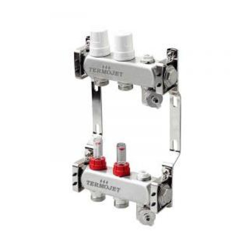 Termojet silto grīdu kolektors Termojet ar plūsmas mērītājiem, 2-cilpu