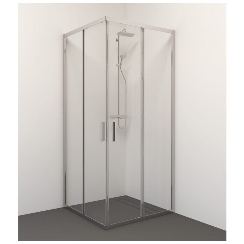 Stikla Serviss dušas stūris Milana , 900x900 mm, h=2000, hroms /caurspīdīgs stikls