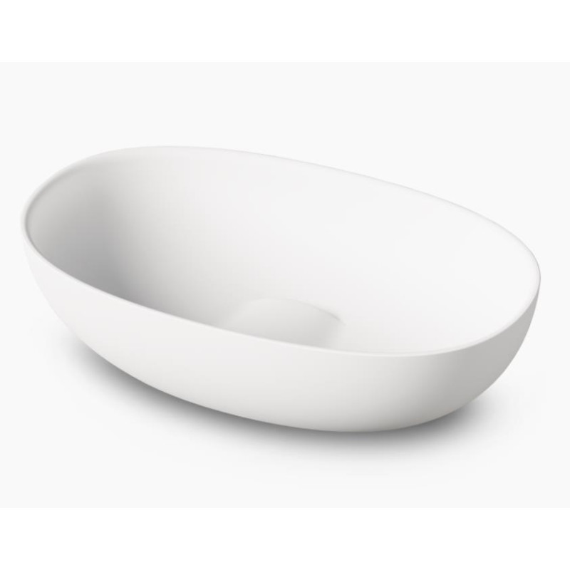 PAA izlietne Bella, 650x390 mm, h=160 mm, ar izplūdi, balta silkstone