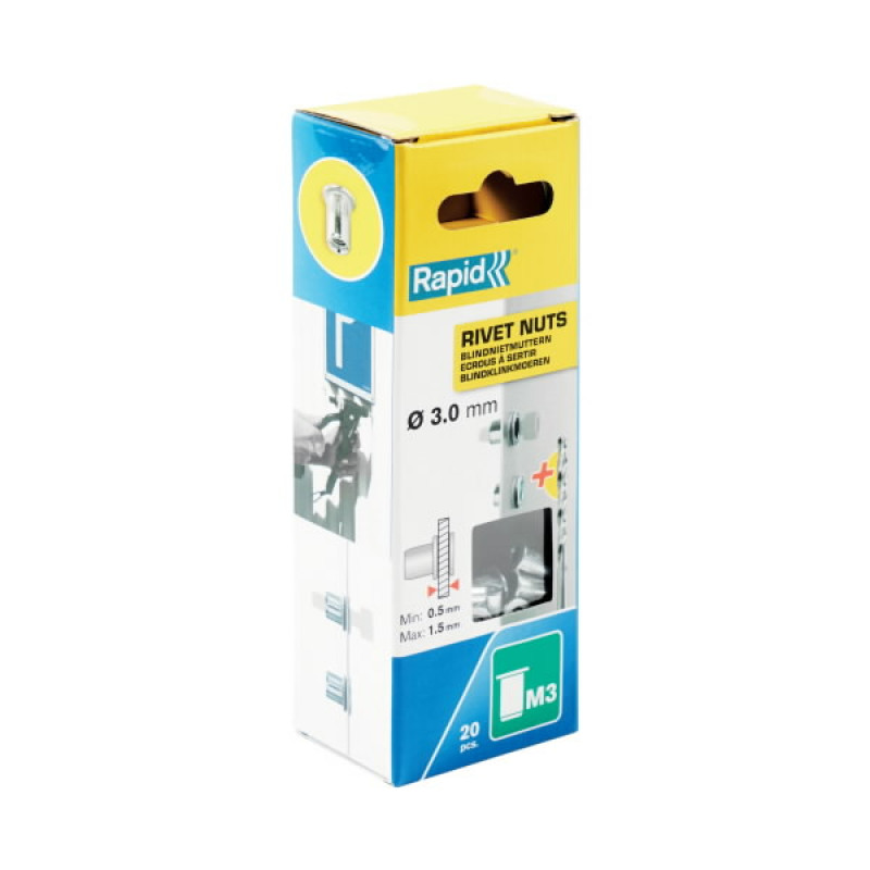 Rapid Vītņu kniedes M3, 20 gab + urbis, Rapid