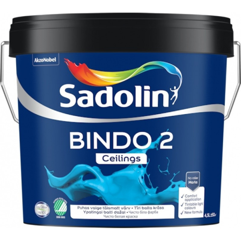 Sadolin Bindo 2 Tīri balta krāsa griestiem BW 4.5L
