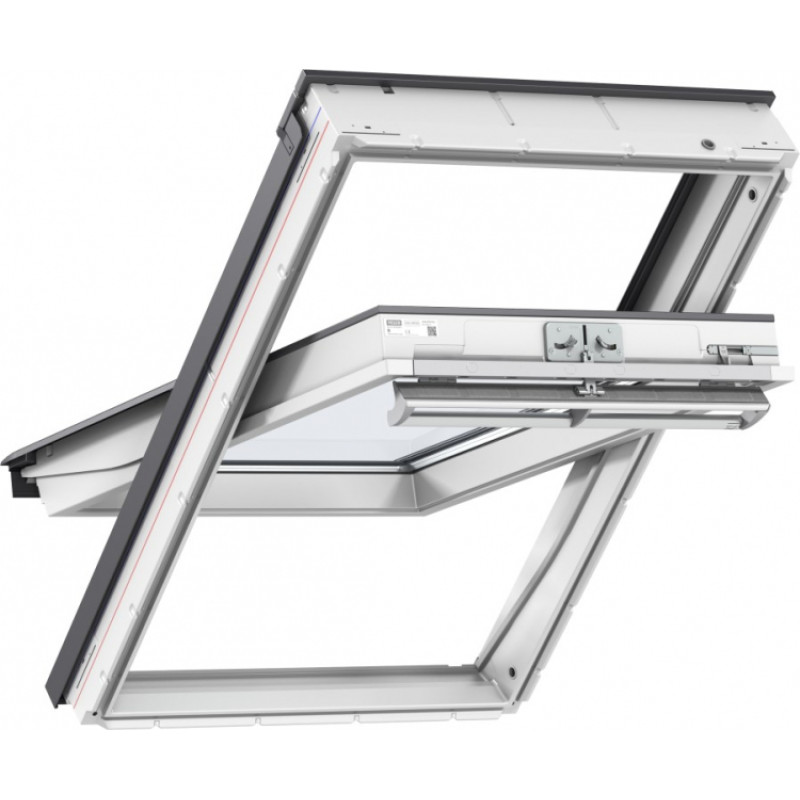 Velux Premium jumta logs ar rokturi vērtnes augšā, 66 divkameru stikla pakete 114x118cm Balts GGU SK06 0066