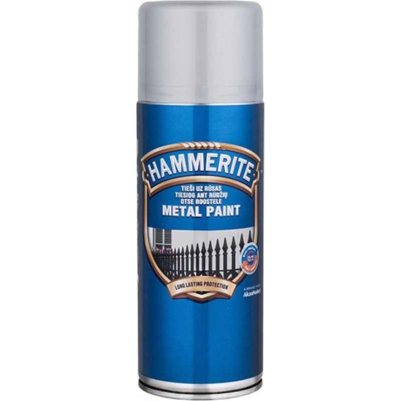Hammerite Smooth Spīdīga aizsargkrāsa metāla virsmām, aerosols, sudraba 0.4L