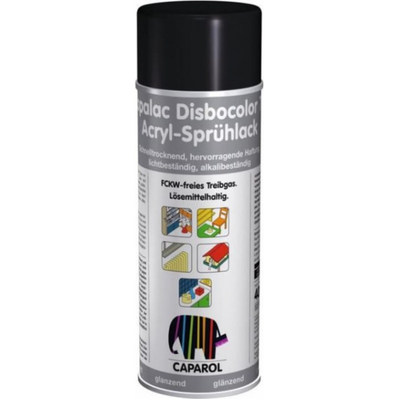 Caparol Capalac 781 Disbocolor Emaljas metāla krāsas aerosols, spīdīgs 0.4L Melns RAL9005