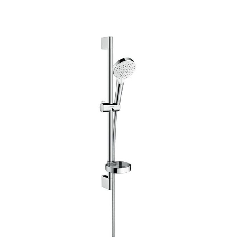 Hansgrohe dušas komplekts Crometta 100 Vario Casetta, 650/1600 mm, ar ziepju trauku, balts/hroms