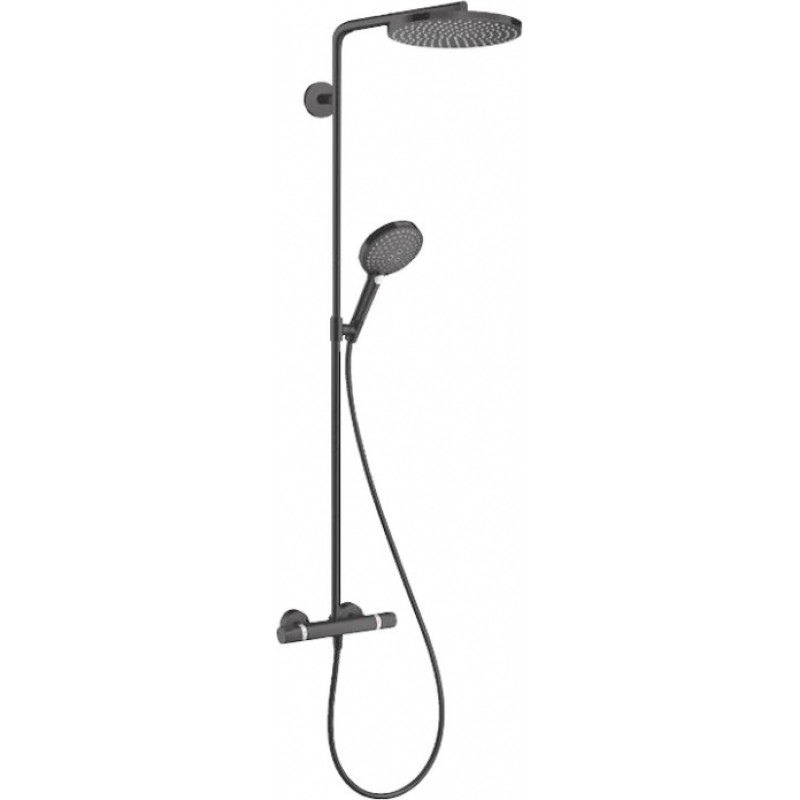 Hansgrohe dušas sistēma ar  termostatu Raindance Select S 240 1jet PowderRain, matēta melna