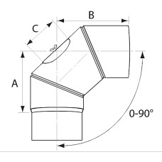 Almeva KH regulējams līkums 0-90° ar revīziju DN130 - gab.