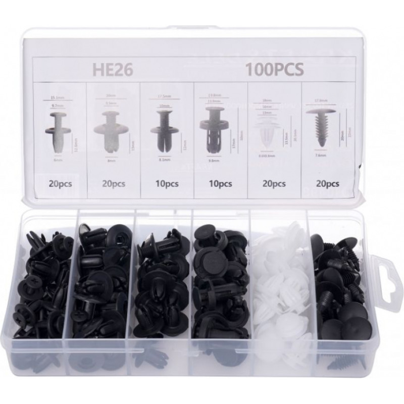 Kraft&Dele Auto apšuvumu stiprinājumu kompl. 6veidi 100gb