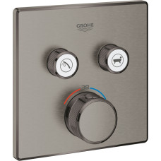Grohe iebūvējamā dušas termostata SmartControl virsapmetuma daļa, ar 2 izejām, brushed hard graphite