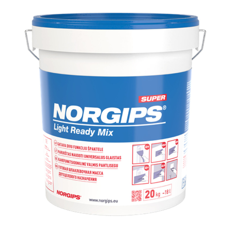 Norgips Light Ready Mix gatava divu funkciju špaktele (Zila), 20kg