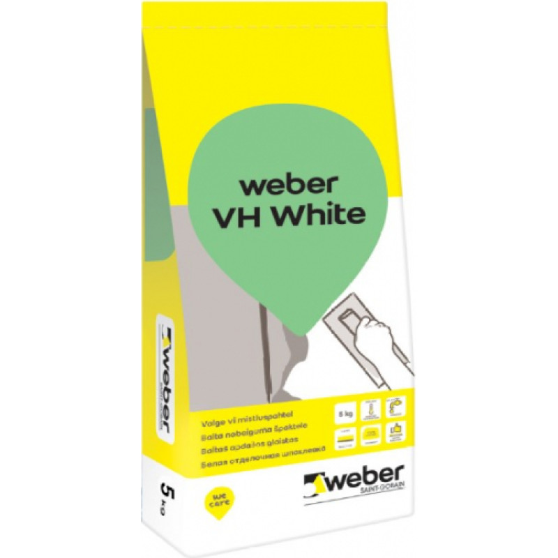 Weber VH White balta mitrumizturīga nobeiguma špaktele, 5kg
