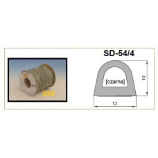 Sanok Blīvgumija dubultā D profils 10x12mm melns (2x25m) m