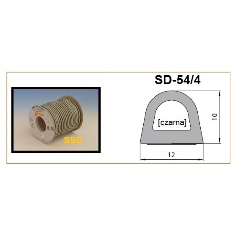Sanok Blīvgumija dubultā D profils 10x12mm melns (2x25m) m