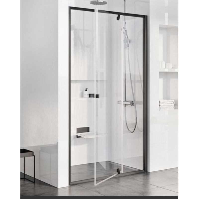 Ravak dušas durvis PDOP2, 1200 mm, h=1900, melns/caurspīdīgs stikls