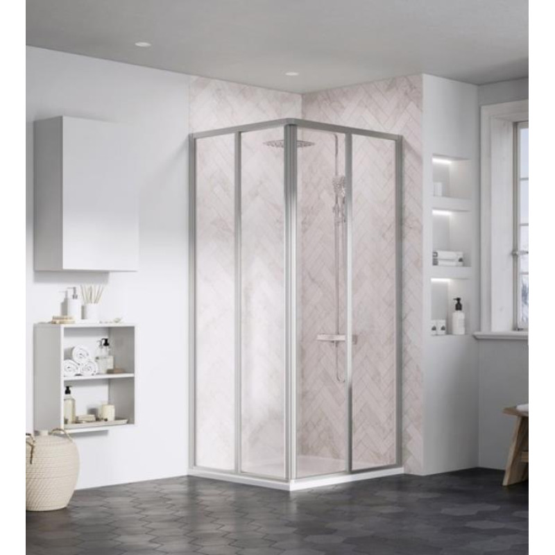 Ravak dušas durvis stūrim SRV2-S, 800 mm, h=1950, satīns/caurspīdīgs stikls