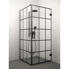 Stikla Serviss dušas stūris Monika Black Deep3, 900x900 mm, h=2000, melns/caurspīdīgs stikls