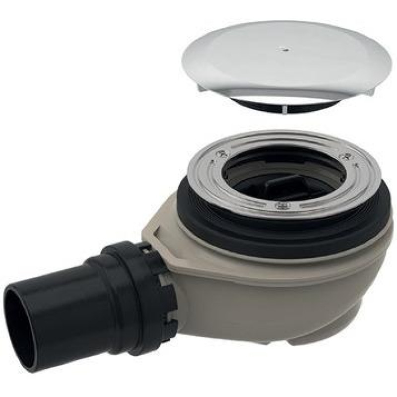 Geberit Dušas paliktņa sifons ar noteces vāciņu,d=90x50mm, pelēks/hroms,