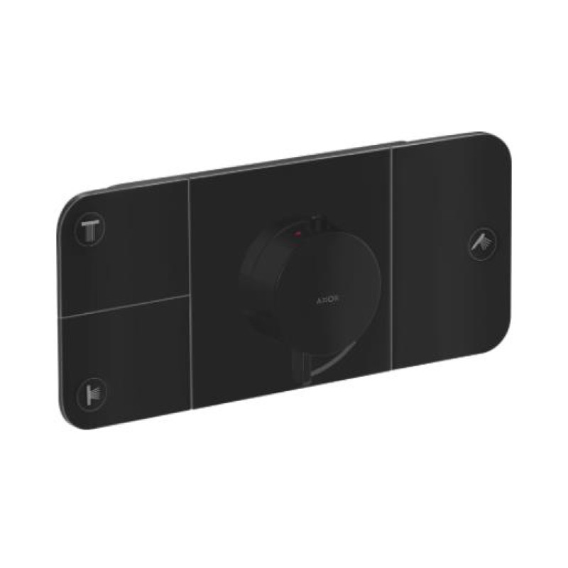 Hansgrohe iebūvējamā termostata Axor One virsapmetuma daļa, ar 3 izejām, matēta melna