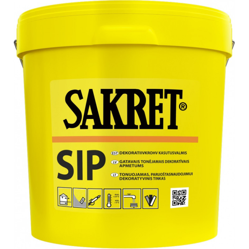 Sakret SIP Gatavais dekoratīvais silikona apmetums, tonējams (biezpiens) 3mm, 25kg