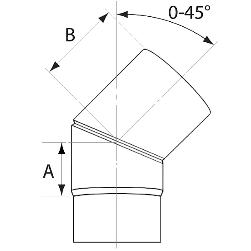 Almeva KH regulējams līkums 0-45° DN180 - gab.