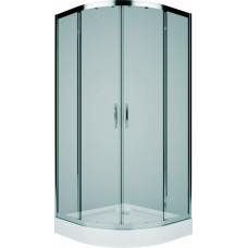 Kolo dušas stūris Record, bīdāmas durvis, 900x900 mm, h=1850 mm, r=550, hroms/caurspīdīgs stikls