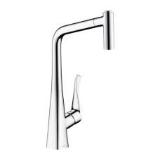 Hansgrohe virtuves izlietnes maisītājs ar izvelkamu dušu Metris M71 320 2jet, stainless steel optic