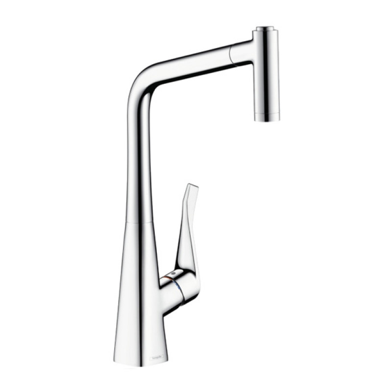 Hansgrohe virtuves izlietnes maisītājs ar izvelkamu dušu Metris M71 320 2jet, stainless steel optic