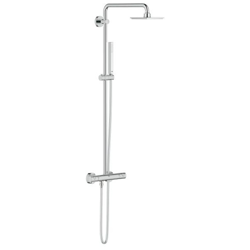 Grohe dušas sistēma ar termostatu Euphoria 150, rokas duša Euphoria Cube Stick, hroms