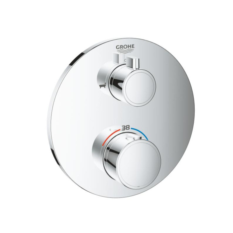 Grohe iebūvējamā vannas termostata Grohtherm round virsapmetuma daļa, ar 2 izejām, hroms