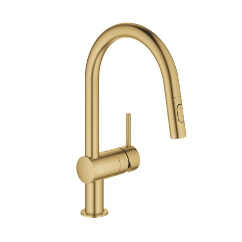 Grohe virtuves izlietnes maisītājs ar izvelkamu dušu Minta, brushed cool sunrise