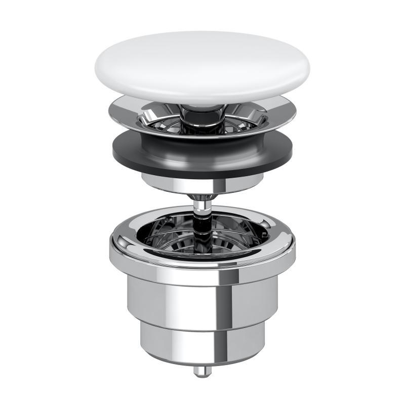 Villeroy & Boch izlietnes izplūde ar dekoratīvo vāciņu, nenoslēdzma, hroms/stone white