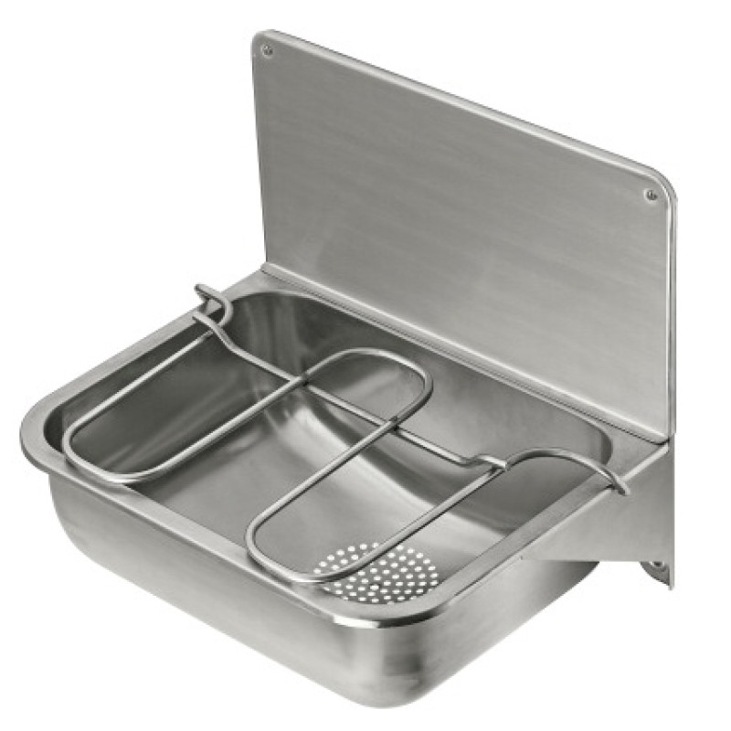 Contura Steel saimniecības izlietne CU44, 441x338 mm, bez pārplūdes, ar režģi, sieniņu un stiprinājumiem