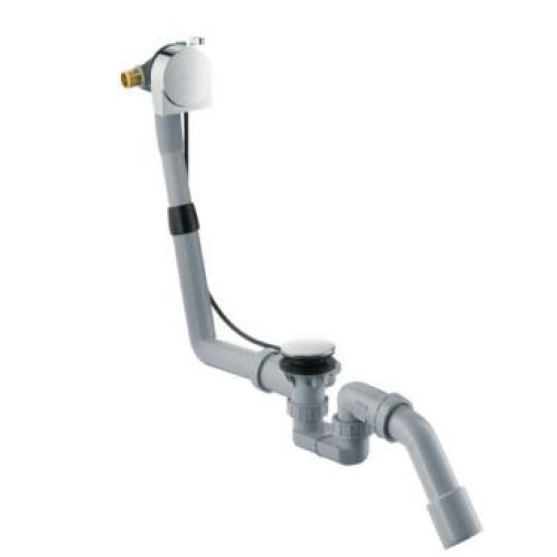 Hansgrohe vannas sifons Exafill S, 71x40/50 mm, ar uzpildi, trpse 520 mm, plastmasa, pelēks/hroms