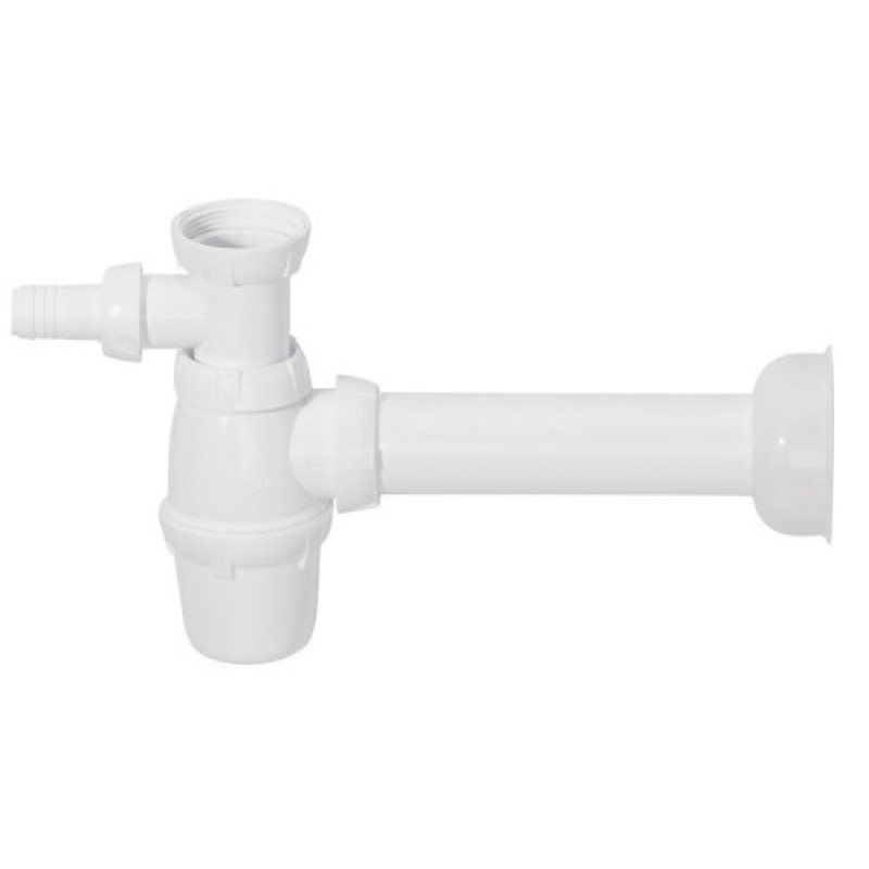 Wirquin izlietnes sifons, 1½ x 40 mm, ar pieslēgu, plastmasa, balts