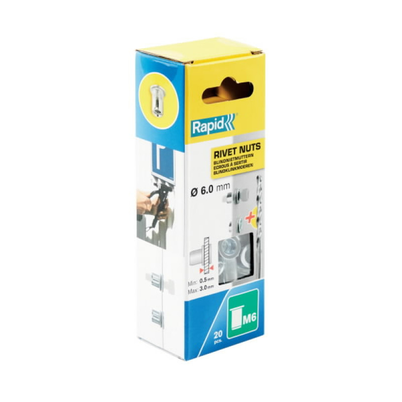 Rapid Vītņu kniedes M6, 20 gab. + urbis, Rapid