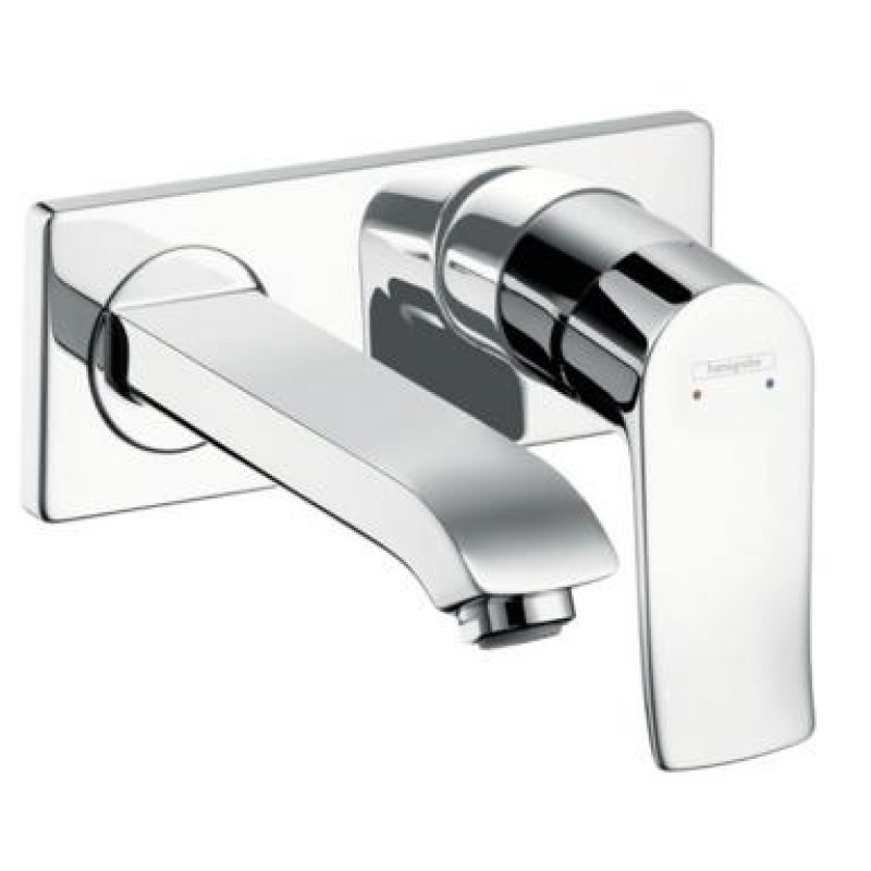 Hansgrohe iebūvējamā izlietnes maisītāja Metris virsapmetuma daļa, 2 caurumu, iztece 165 mm, no sienas, hroms