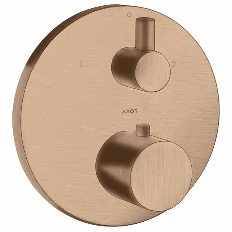 Hansgrohe iebūvējamā termostata Axor Uno virsapmetuma daļa, ar 2 izejām, brushed red gold