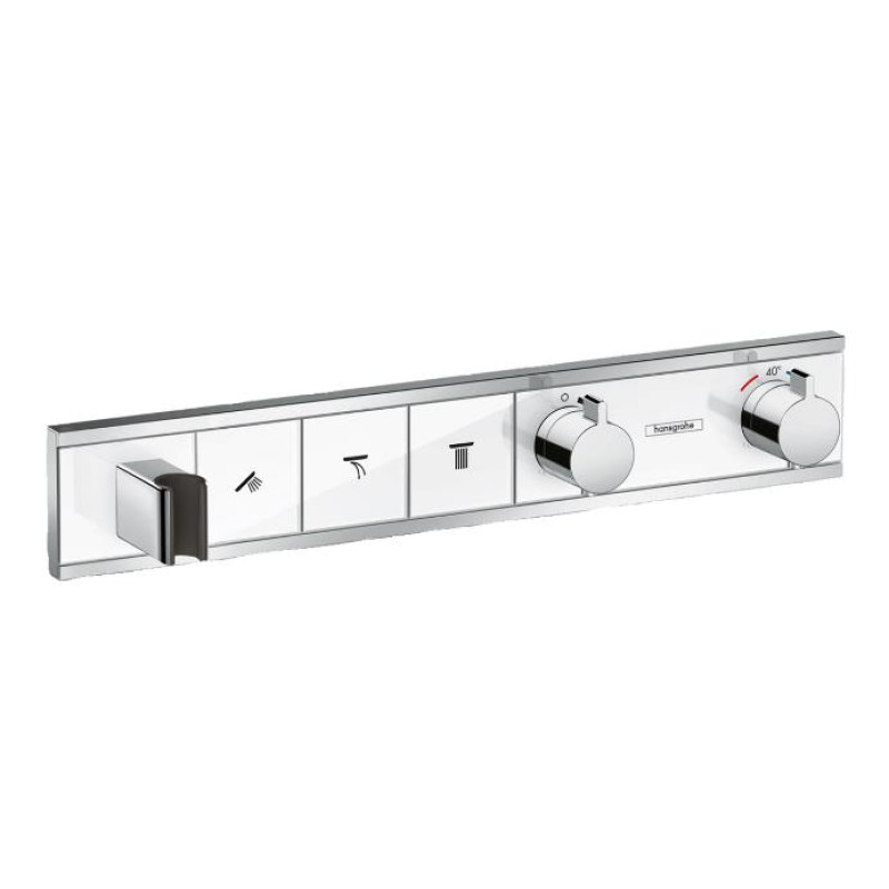 Hansgrohe iebūvējamā termostata RainSelect virsapmetuma daļa, ar 3 izejām, balts/hroms