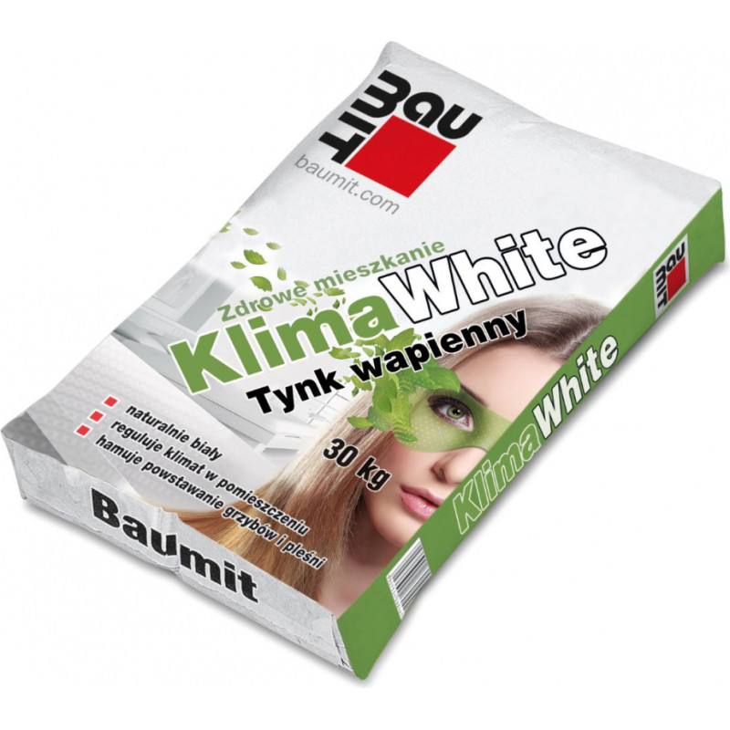 Baumit KlimaWhite, 30 kg, dabiski balts telpas mikroklimatu regulējošs vienkārtas kaļķa apmetums iekšdarbiem