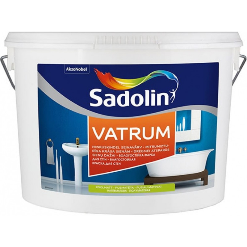 Sadolin Vatrum Mitrumizturīga krāsa sienām, pusmatēta BW 10L