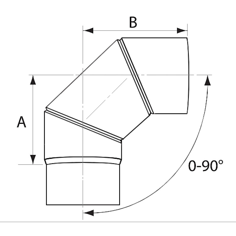 Almeva KH regulējams līkums 0-90° DN120 - gab.