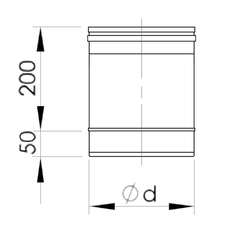 Almeva Dūmvada caurule EW/150, 200mm - gab.