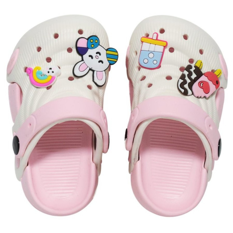 Besk Dārza čības bērnu 22-23.izmērs baltas ar gaiši rozā malu