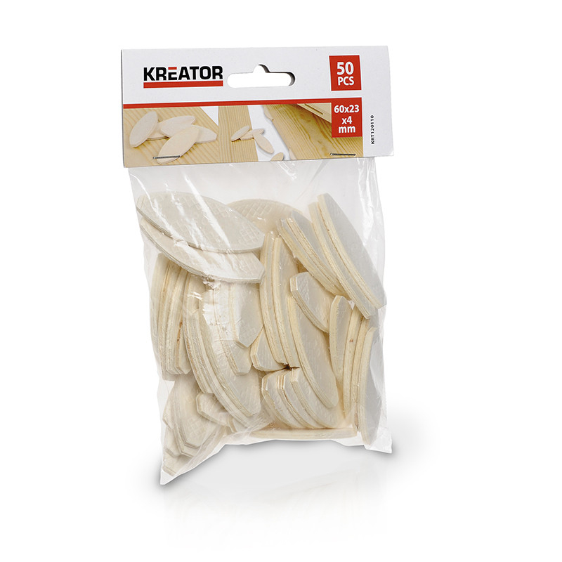 Kreator Savienojumu koka lameles BISCUIT 60x23x4mm 50gab. KREATOR