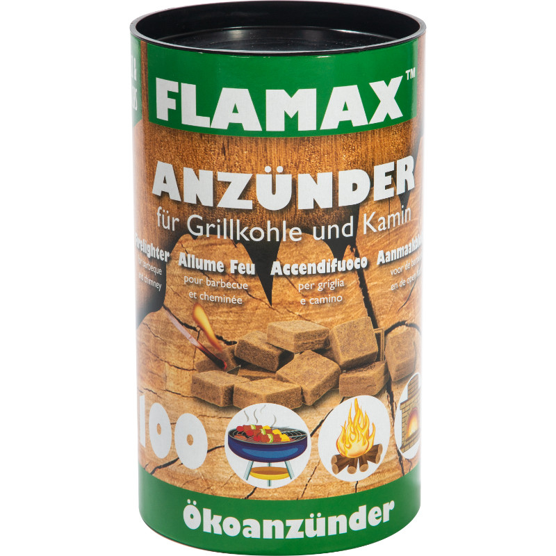 Flamax Ekoloģiskie aizdedzināšanas kubiņi 100gab. cilindrā 1318304 FLAMAX